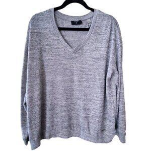 NWT T Tahari Grey Long Sleeve V Neck Lightweight Sweater NWT Women Size L